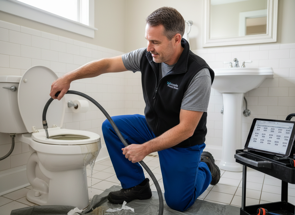 how much does a plumber charge to snake a toilet